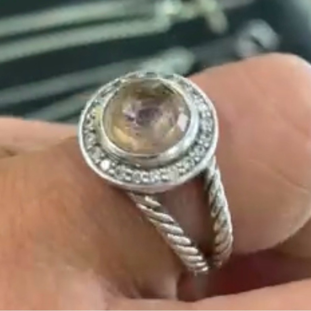 Size 7 ‼️EUC ‼️ David Yurman Petite Albion Ring💞MORGANITE - Picture 2 of 9